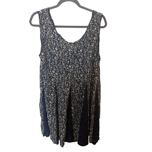 NEW WITH TAGS AaKaa Blue Floral Bohemian Mini Swing Dress Medium - Picture 2 of 4